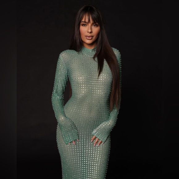 Green sequin see-through dress - Picture 2 of 3